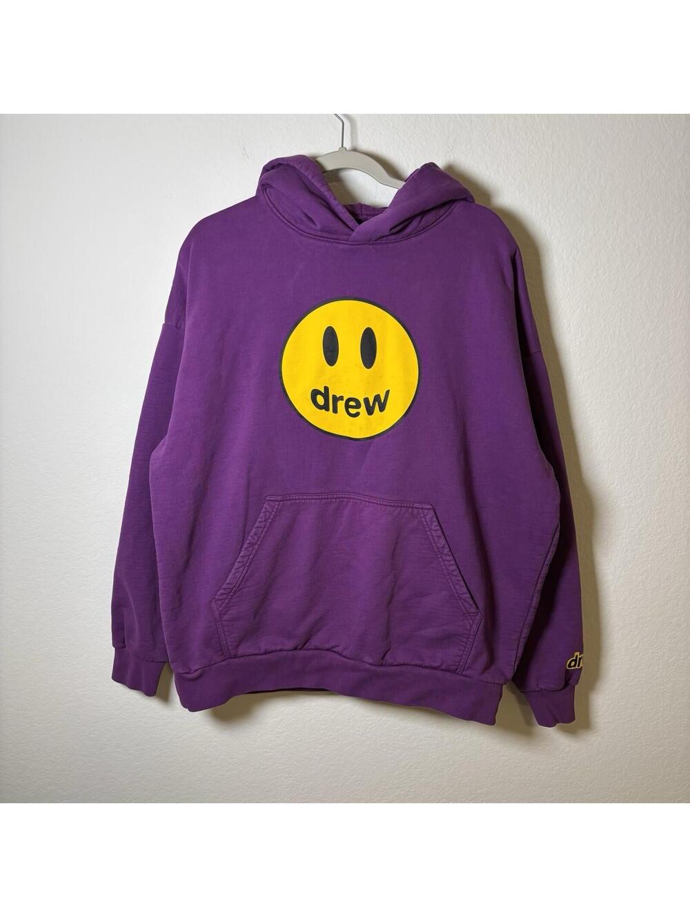 Drew House Smiley Face Hoodie Men’s M Purple Pullover Sweatshirt Justin Bieber